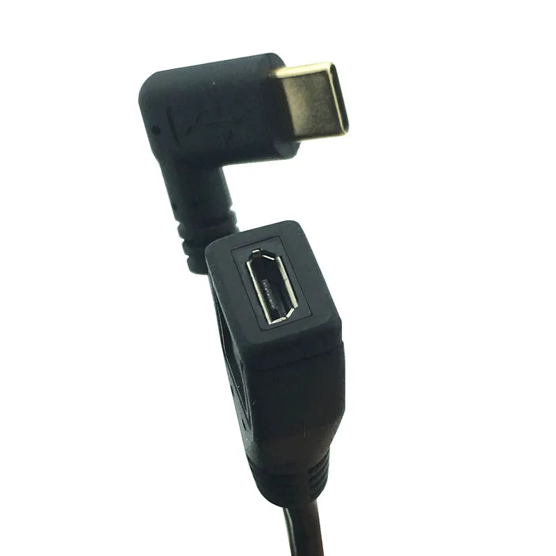 USB3.1 Тип C левый и правый угол штекер на Micro USB 2 0 5P гнездо Угловой кабель для