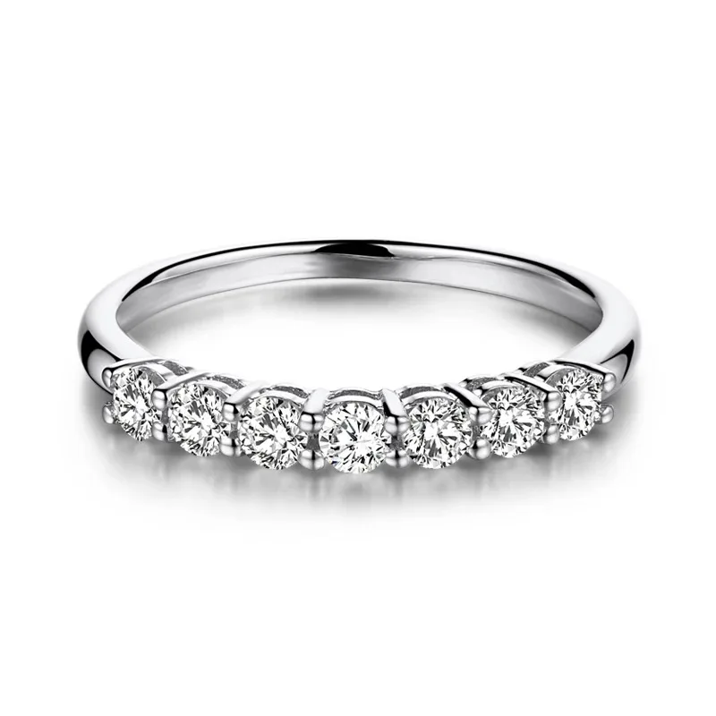 Роскошные Твердые 925 серебро 0.7CT Муассанит ювелирные изделия положительный 7 камней обручальное кольцо