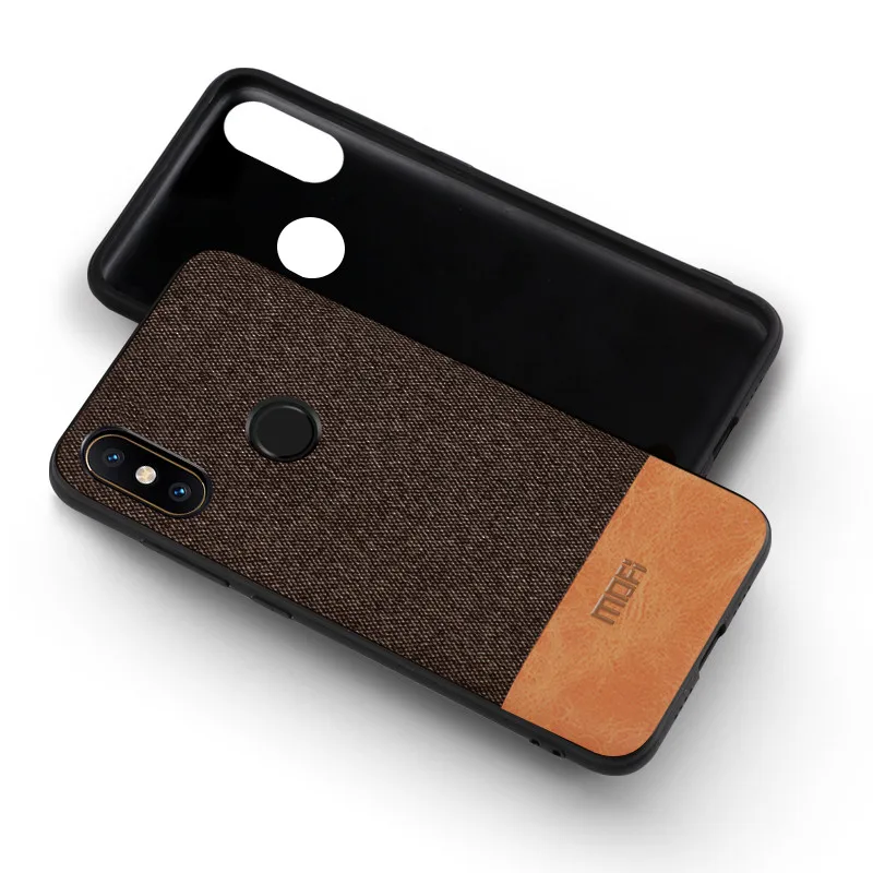 coffee with brown Для Xiaomi mi Mix 2s Чехол mi x2s задняя крышка силиконовый край ткань Защитный чехол capas MOFi mi x 2s Чехол - Цвет: coffee with brown