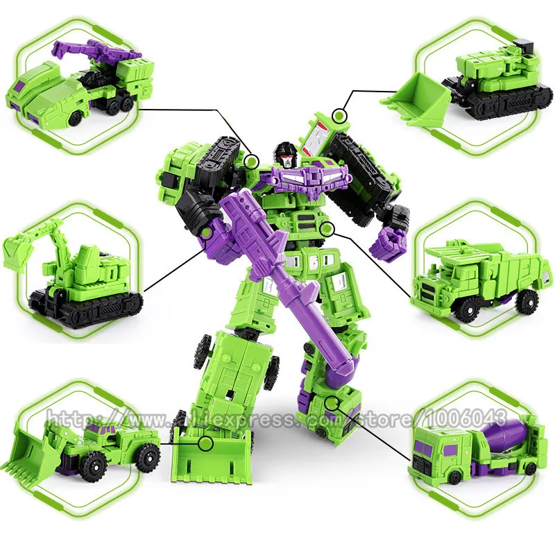 Wei jiang 6 в 1 комплект Разрушитель Трансформации Игрушки крутой ко G1 DX9 фигурка Аниме Робот автомобиль инженерный грузовик модель мальчик ребенок