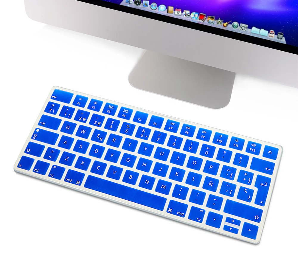 Blue HRH Slim ESP испанская клавиатура крышка силиконовая кожа для Apple Magic Беспроводная Bluetooth клавиатура MLA22LL/A(A1644, выпущена - Цвет: Blue