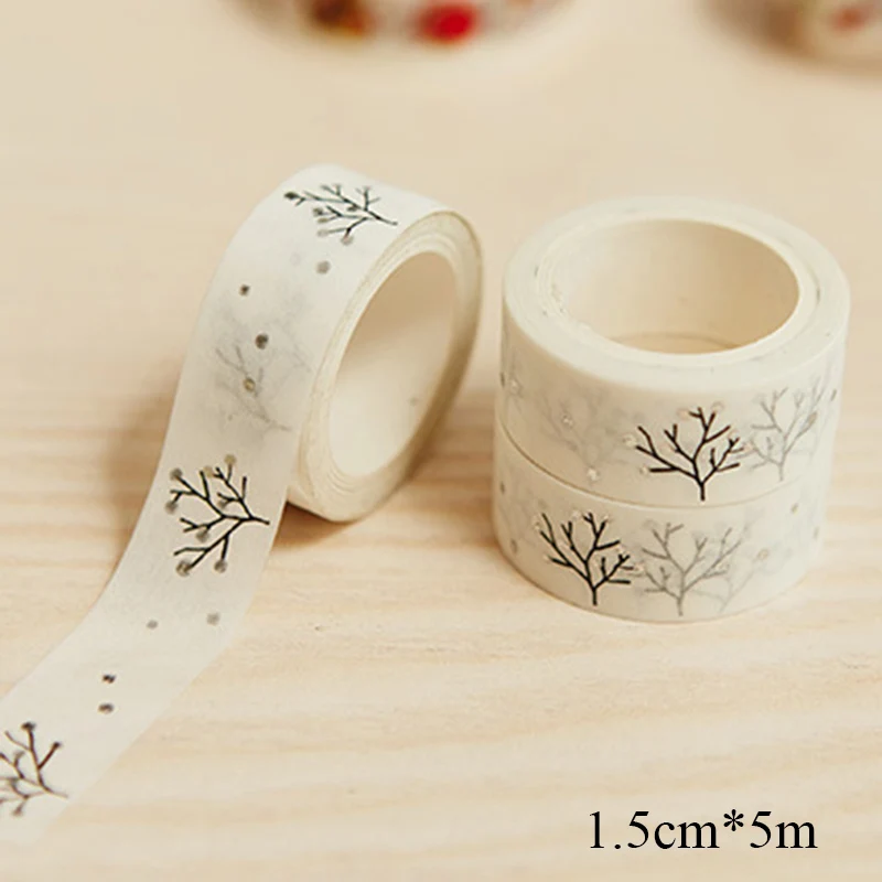 DIY милый каваи дерево клейкая лента Washi золото серебро декоративная для украшения
