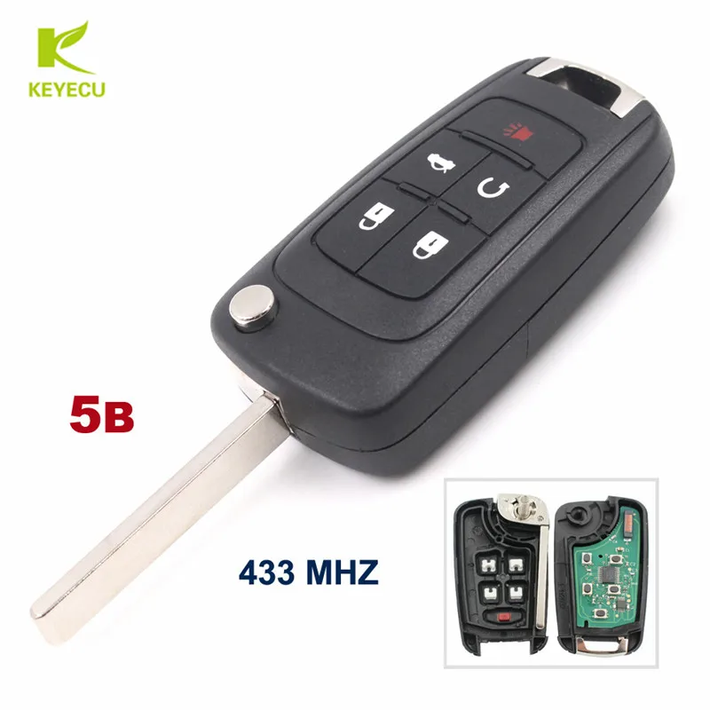 Брелок дистанционного управления KEYECU 5 кнопок 433 МГц с чипом ID46 для Chevrolet Cruze 2010 2011