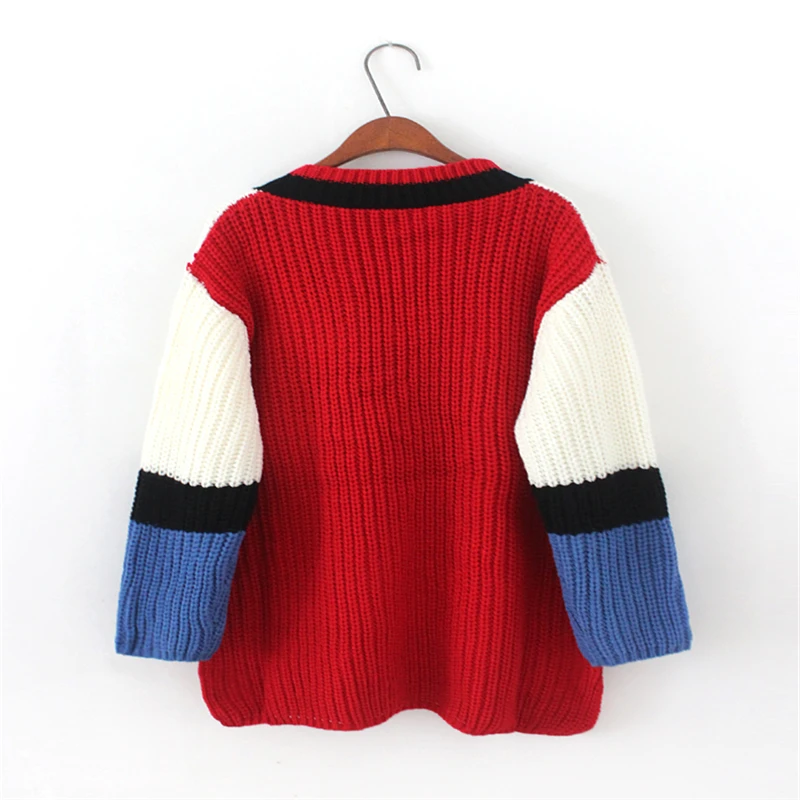 HziriP 2018 Spring Autumn Women Fashion Loose Sweater V-Neck Tassel Long Sleeve Character Print Knitted Female Pullover | Женская одежда