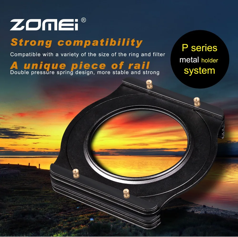 

Zomei 49/52/55/58/62/67/72/77/82mm Adapter Ring+Alu-Metal Square 3-Slot Filter Holder Support Kit for Cokin P Series 83mm Filter