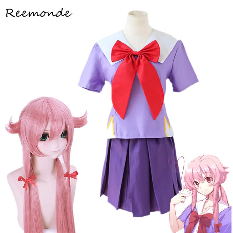 

Костюмы для косплея аниме Mirai Nikki Gasai Yuno, косплей парик Gasai Yuno для женщин, школьная форма матроска для девочек, костюм, одежда