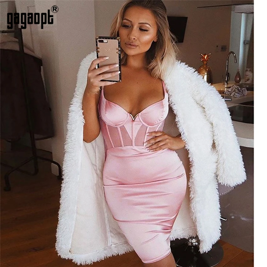 Gagaopt летний сексуальный район Бандажное платье 2019 Новое поступление сетка