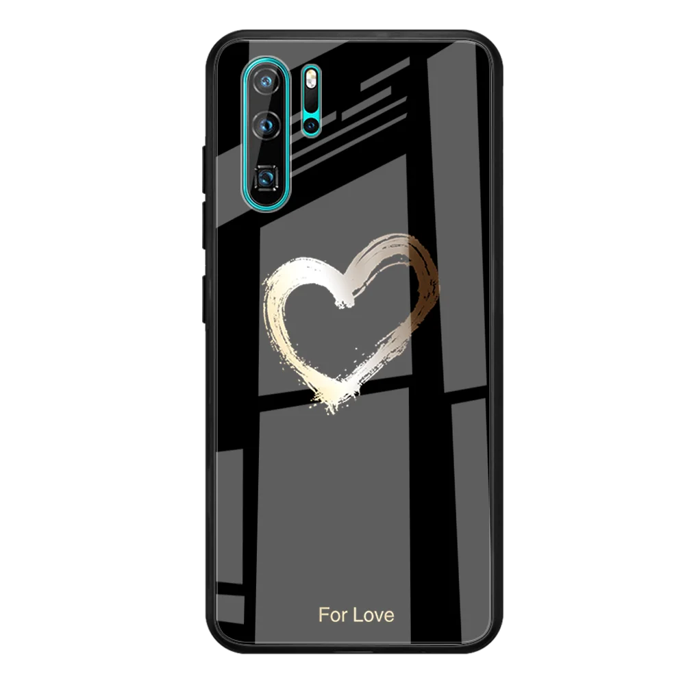 03 Чехол из закаленного стекла с изображением Луны и космоса для huawei P20 Lite P20 Pro P30 Lite P30 Pro, силиконовый чехол для телефона с рисунком - Цвет: 03