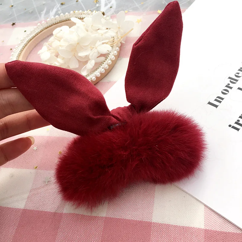 Искусственный мех кроличьи уши Когти для волос элегантные пушистые волосы