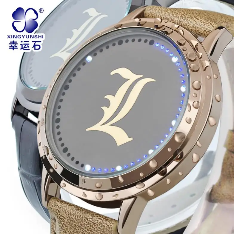 The death note cartoon logo L animation LED touch screen waterproof watches | Наручные часы
