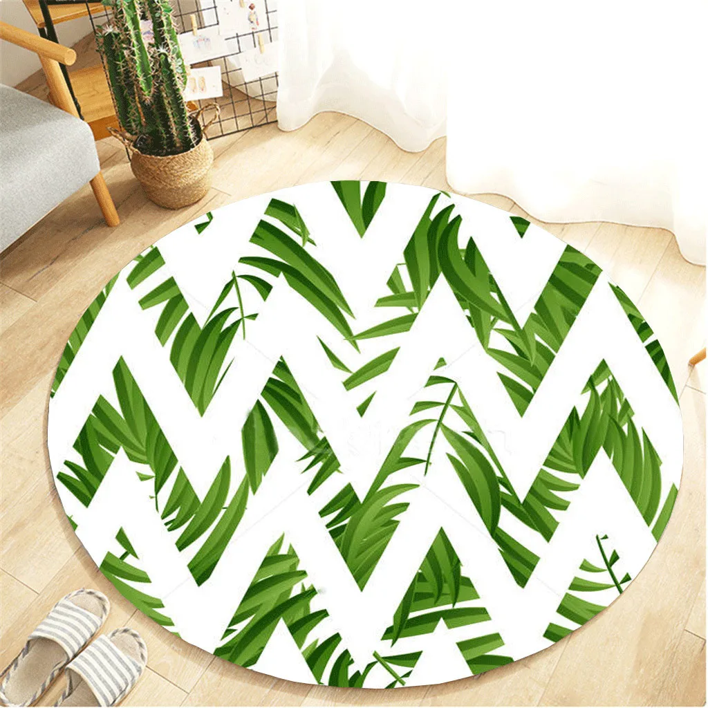 Круглый коврик для ванной комнаты Botany Elements размером 55 см с необычным душевым занавесом.