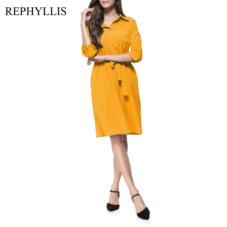 Женское прямое Деловое платье REPHYLLIS элегантное офисное с отложным воротником