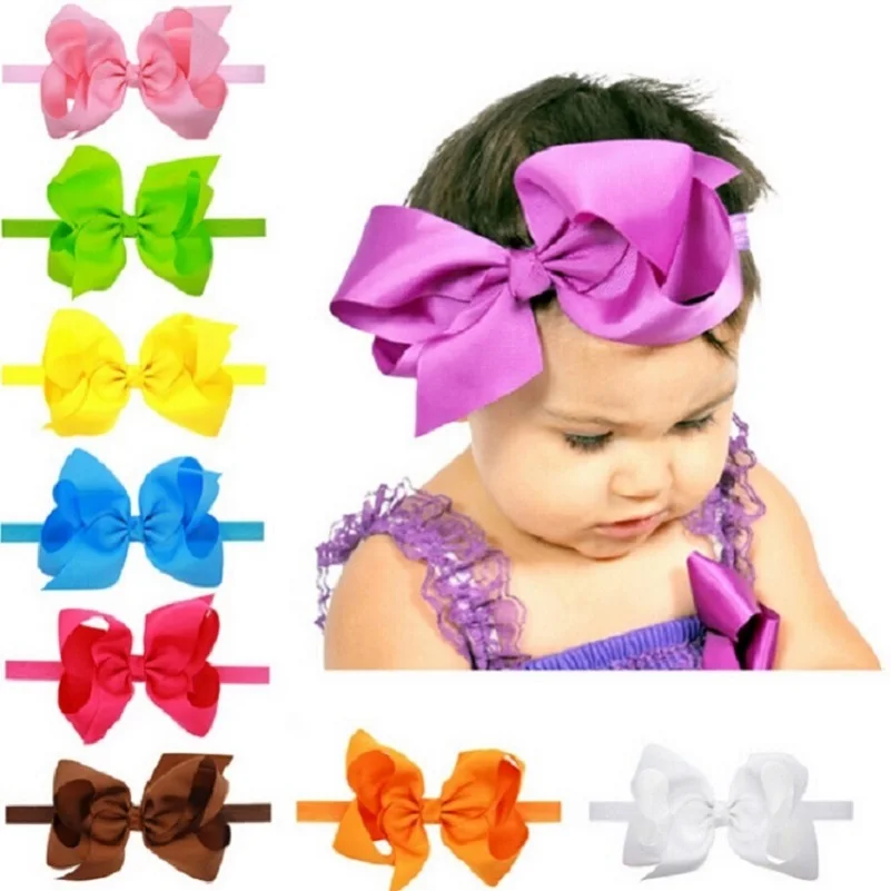 Naturalwell Baby Girls Big Bow Turbante Headbands Hair Accessories Kids Ribbon Headband Elastic Bands Bows HB145 | Детская одежда и