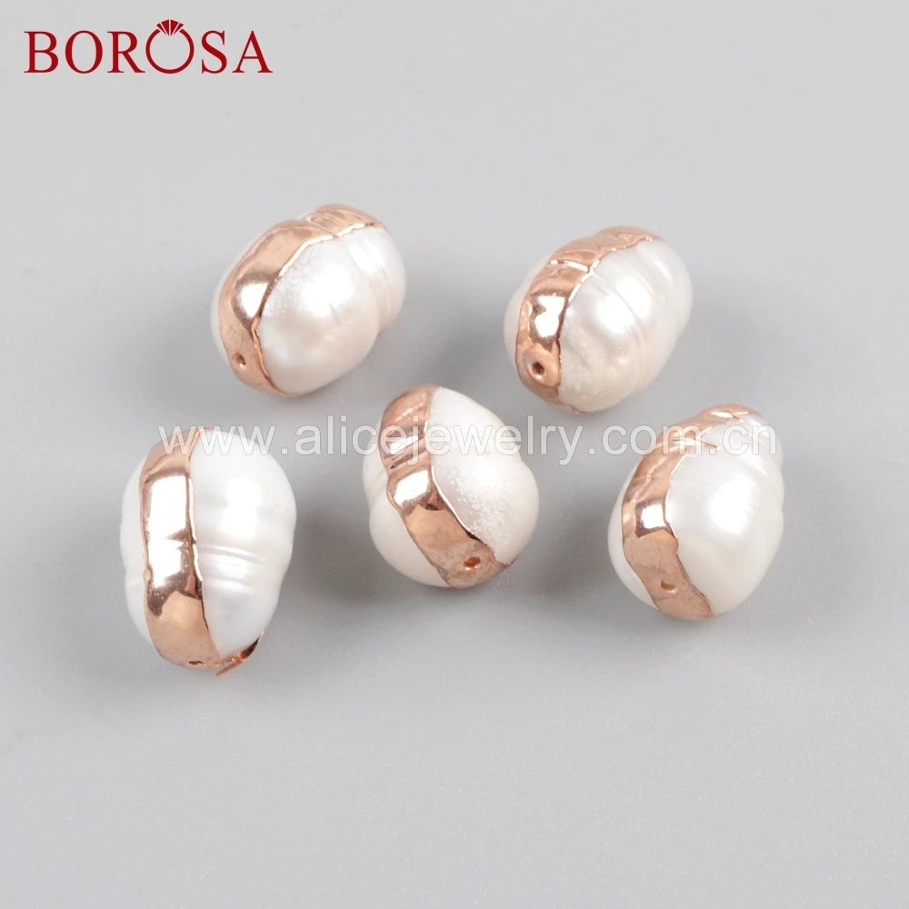 BOROSA 20 шт Стильные Золотые/серебряные/розовое золото цвет Бусы из натурального