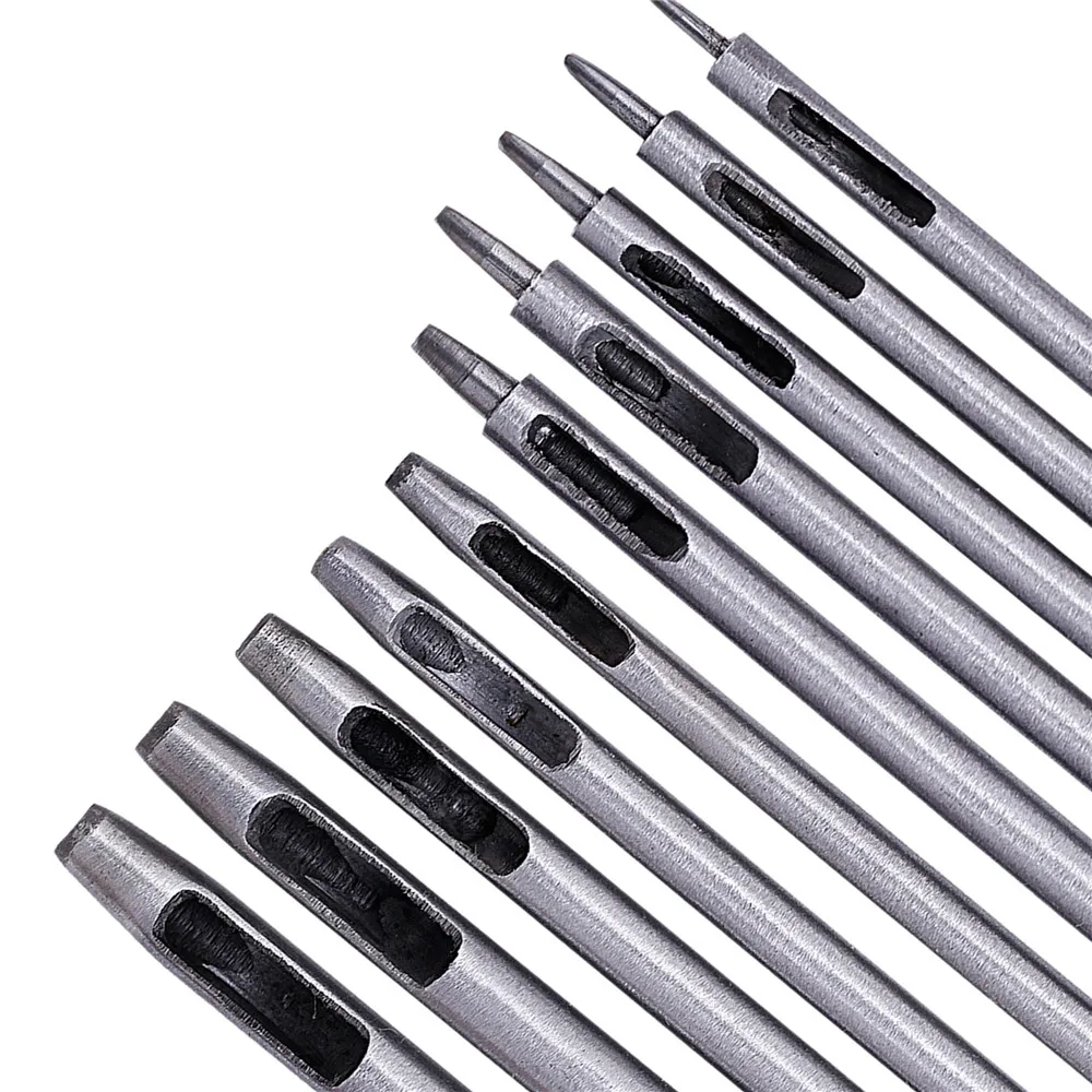 LMDZ 10pcs Leather Tools Leather Hole Punches Leather craft Hollow Puncher Belt Punch 0.5mm-5mm for Clothing Canvas
