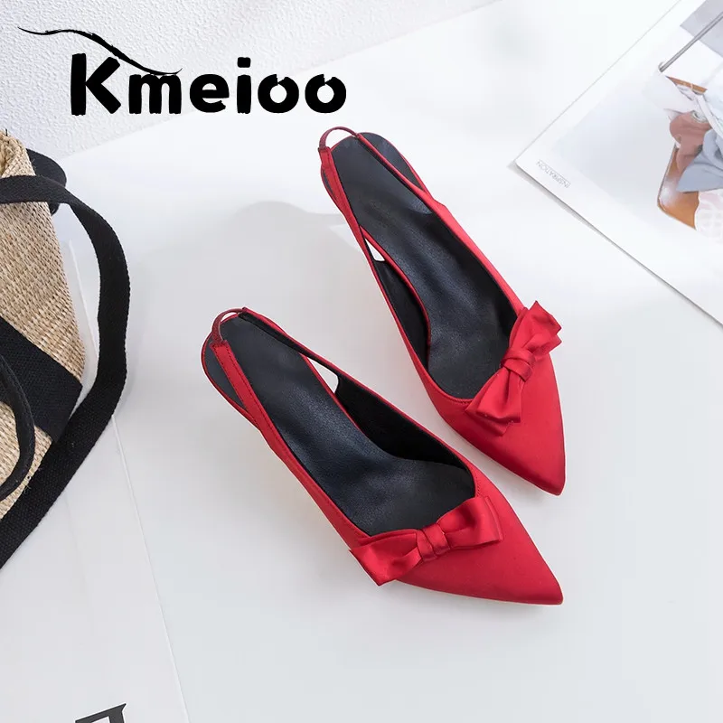 

Kmeioo New Spring Summer Fashion Sexy Big Bow Pointed Toe High Heels Sandals Shoes Woman Ladies Wedding Party Pumps Dress Shoe