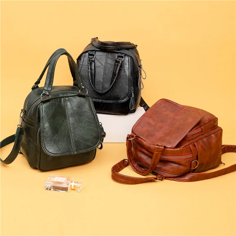 Women Backpack PU Soft Leather Sweet Beauty Fashion Leisure Style Bag Polyester Female Solid Casual Vintage Zipper Pocket | Багаж и сумки