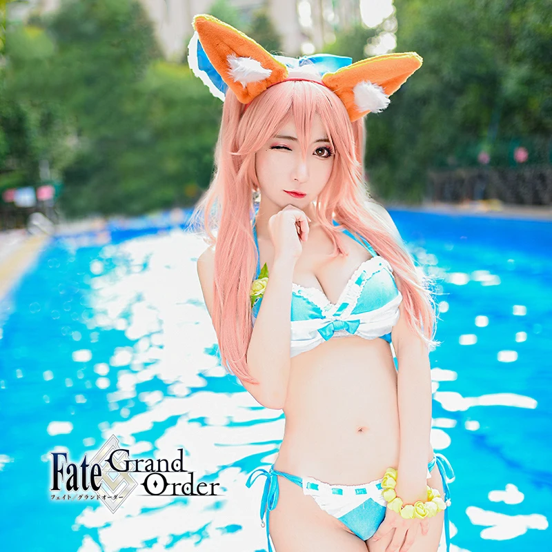 Аниме! Fate/EXTELLA Tamamo no Mae купальник красивая форма карнавальный костюм летний