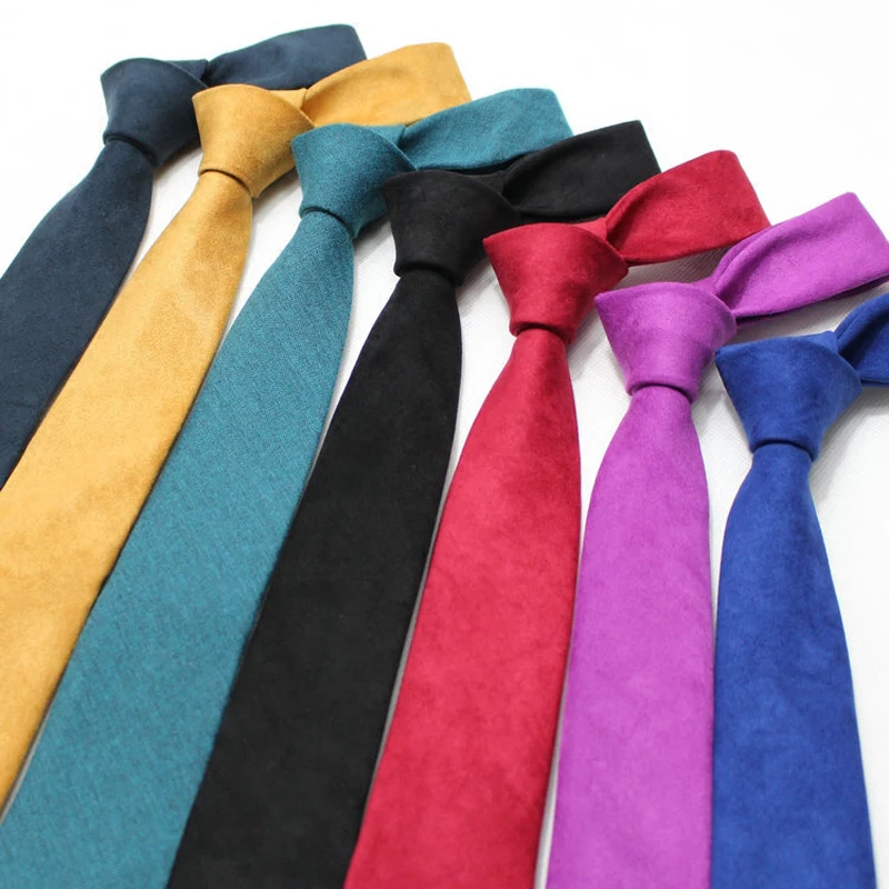 Матовый замшевый галстук роскошный тонкий 6 см узкий льняной мужской из корбаты