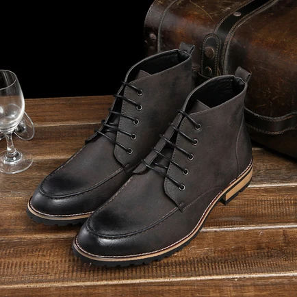 Autumn new Korean version of pointed shoes complex Guma Ding boots British male high help tide tooling |