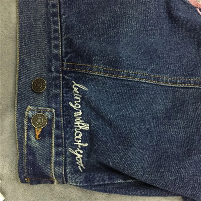 

Womens Casual Jackets and Coats Denim jean Jacket for Women Letter Flamingo Animal Printing Loose Female Basic Outwear Jacket