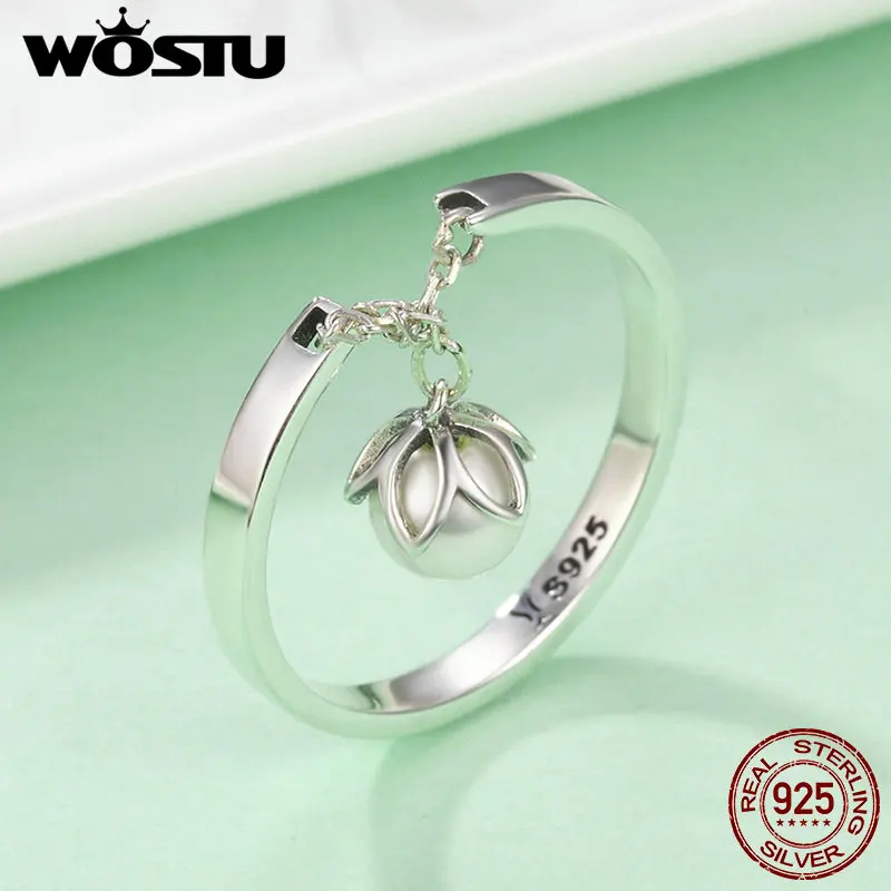 WOSTU, трендовый дизайн, 925 пробы, серебро, культивированное, элегантное, регулируемое звено, кольца для женщин, ювелирное изделие, Рождественский подарок FIR165