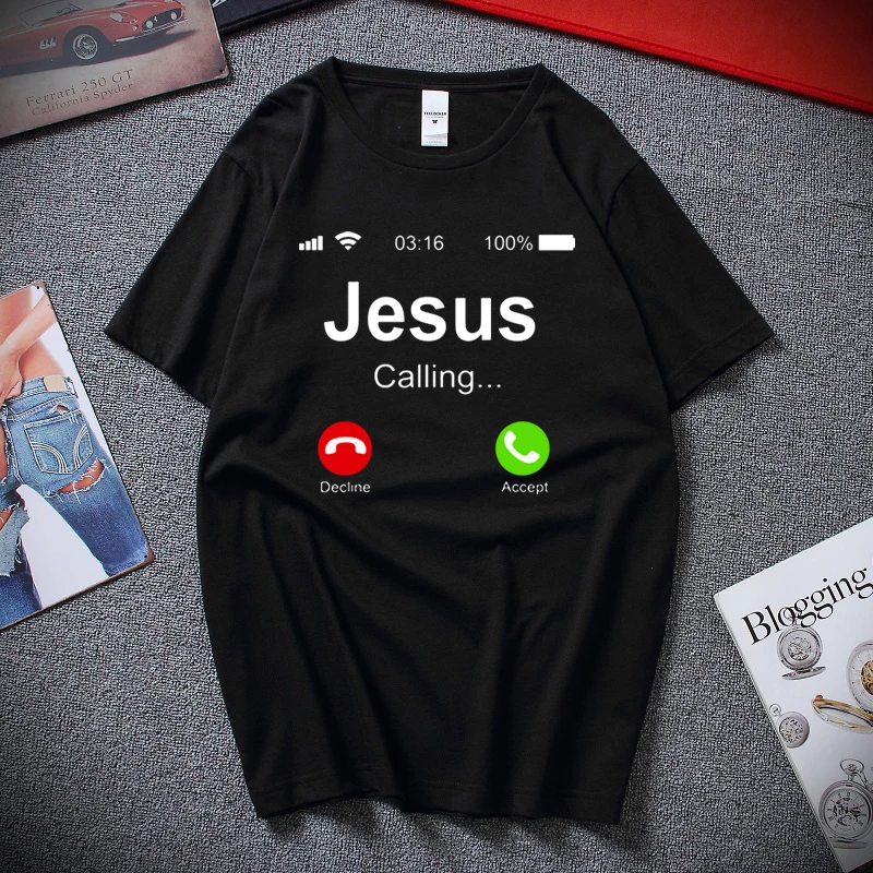 Футболка для христианина Jesus is call уникальная забавная футболка мужчин новейшие