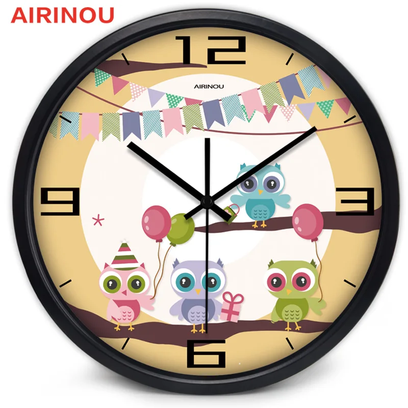 Airinou мультфильм счастливая Сова Стиль Современный тихий механические настенные
