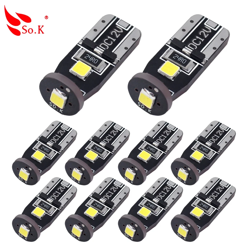 

10Pcs Canbus T10 W5w Led Car Light 158 147 161 168 3 Smd 3030 Width Lamp Reading Lamp No Error Report Clearance Bulb DC 12V