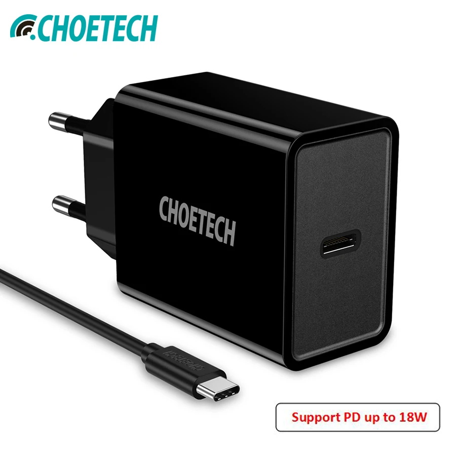 CHOETECH доставка питания USB PD зарядное устройство type C мобильный телефон 18 Вт