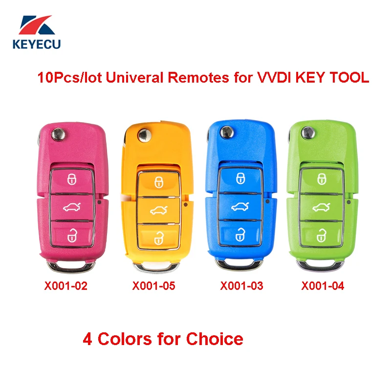 

XHORSE 5PCS Colorful (Pink Yellow Blue Green) Universal Remote Key Fob 3 Button for VVDI Key Tool , X001 Series