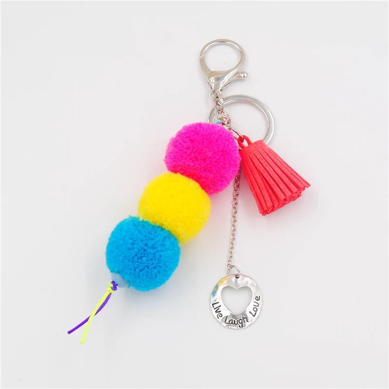 1 шт. брелок с кисточками в виде живого смеха Love Neon Color Wool Ball Pompom Очаровательная