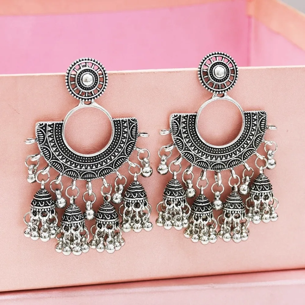 Индийские серьги Jhumka окисленное золото египетские колокольчики большое