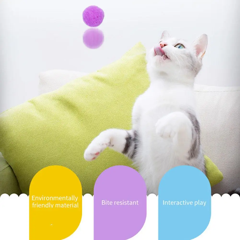 30pcs Funny Cat Ball Toy Kitten Toys Candy Color Interactive Cat Toys Play Scratch Catch Bouncy Ball Scratch-resistant Pet Toys
