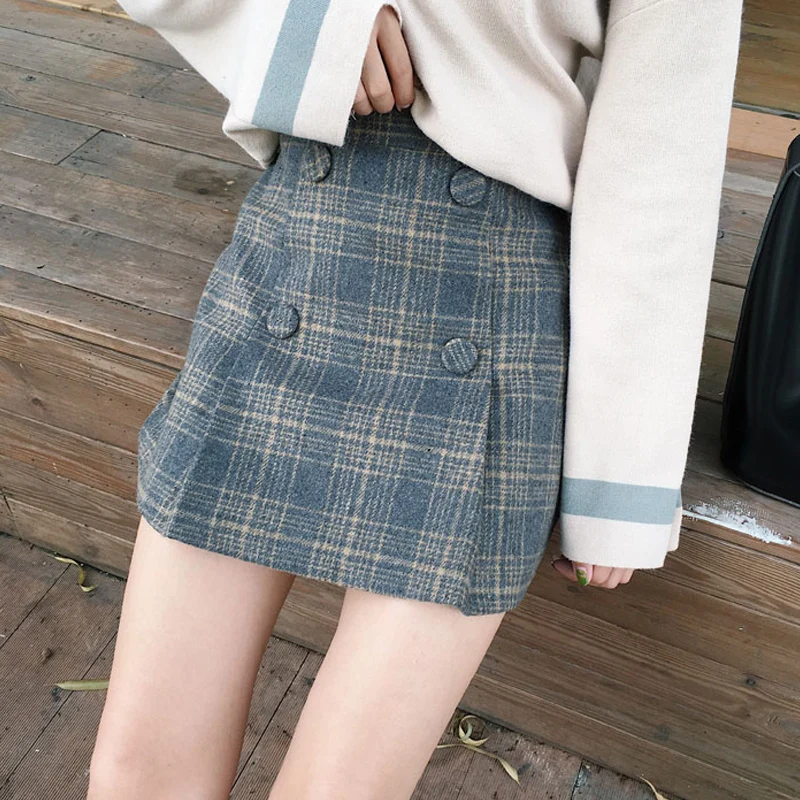 Для женщин Kawaii трапециевидной формы клетчатая юбка faldas Юп талии Harajuku Школьная