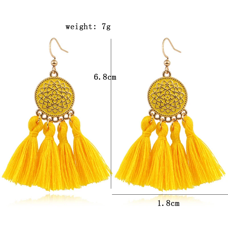 7 коллекций круглые серьги-кисточки с золотым узором Женские Ювелирные изделия