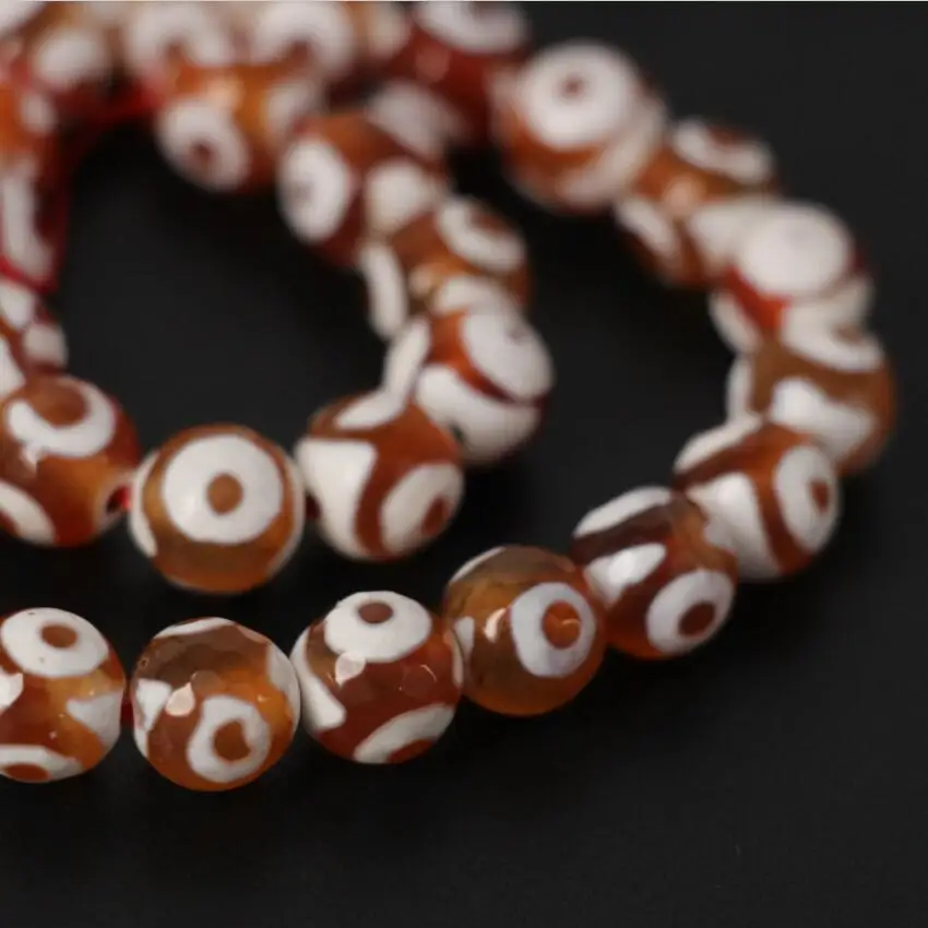 3 нити/набор опт 8 мм красные и белые три глаза тибетские дзи оникс круглые