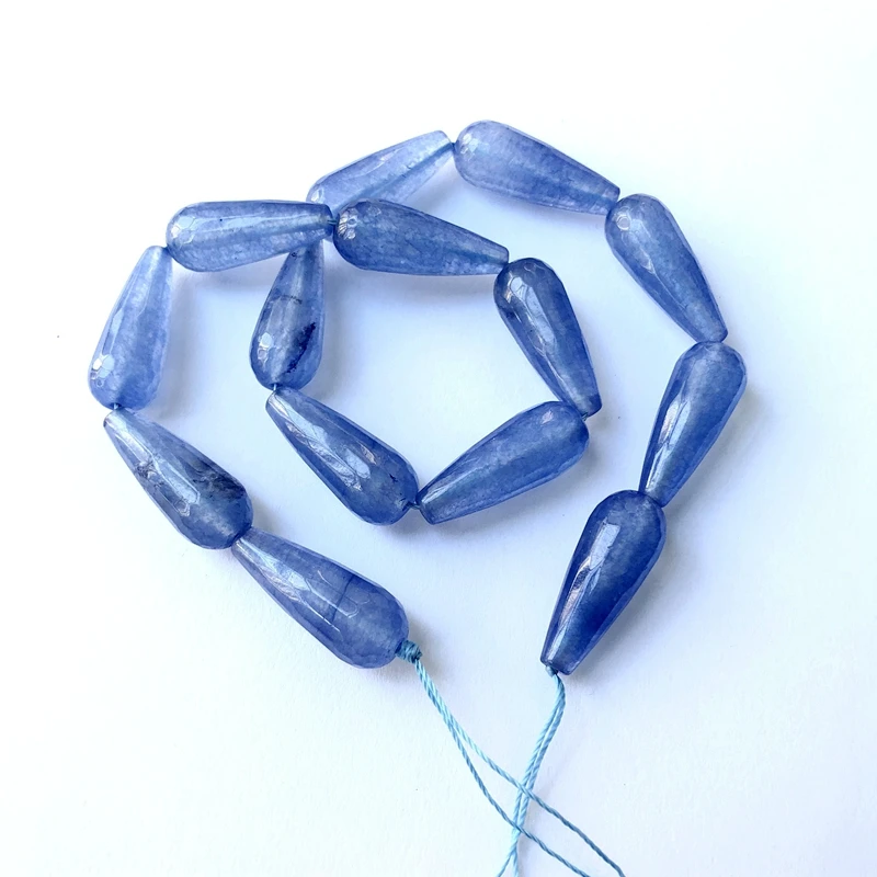 Оптовая продажа длинные бусины капельки с мистическим голубым камнем граненые