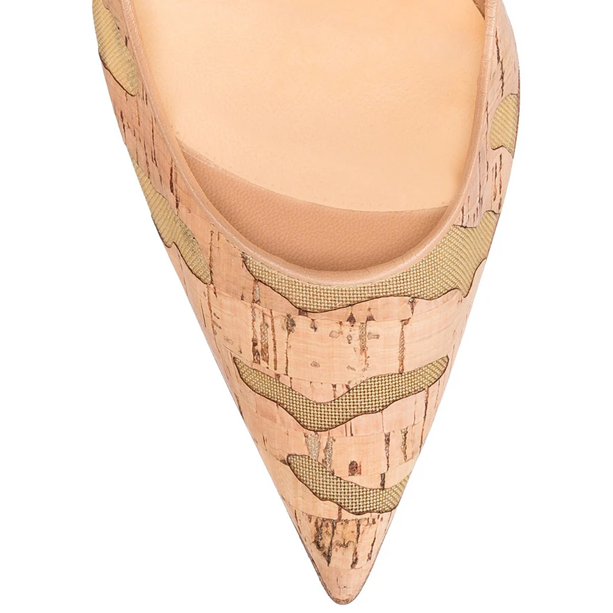 Женские туфли на высоком каблуке из пробки коллекция 2019 года сетчатые лодочки