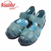 xiuteng handmade women leather sandals for summer comfortable soft bottom flowers shoes high quality genuine leather casual shoe