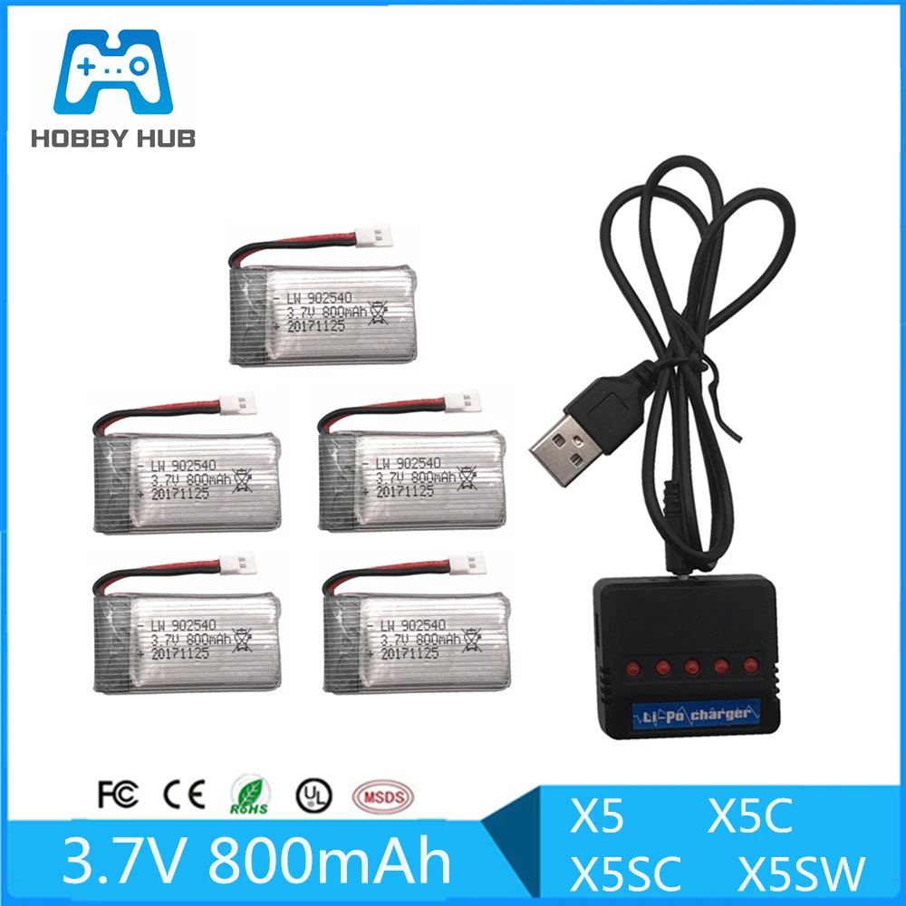 Limskey 800 мАч 3 7 В LiPo аккумулятор + USB зарядное устройство для SYMA X5C X5 X5SW X5HW X5HC RC Drone