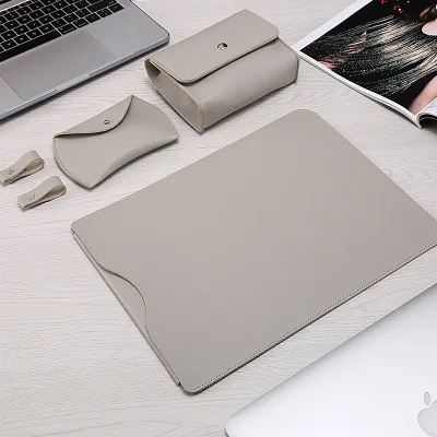 Gray sets Сумка из искусственной кожи для ноутбука Macbook Air 13 Чехол 11 12 15 сенсорная панель для ноутбука Xiaomi Mi 13,3 15,6 Surface Pro 4 5 6 Чехол - Цвет: Gray sets