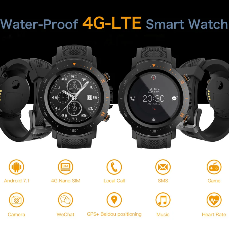 4G Smart wristwatch Android 7.1 MTK6739 530mAh sports GPS Heart Rate monitor 1GB RAM 16GB ROM SmartWatch with Camera for present |