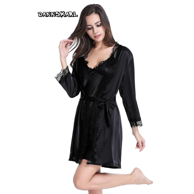 XXL плюс размер шелковый халат наборы Атласный набор сексуальные платья Batas De Seda