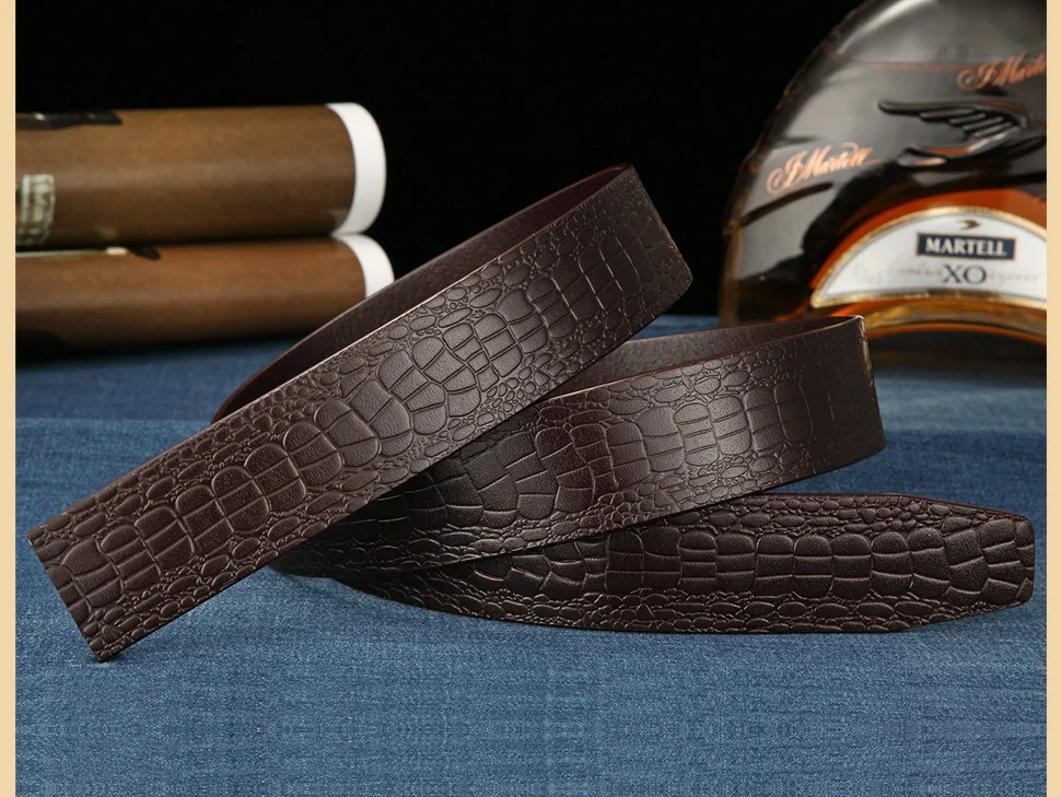 BIGDEAL Brand No Buckle 3.5cm Wide Genuine Leather Automatic Belt Body Strap Without Buckle Belts Men Good Quality Male Belts