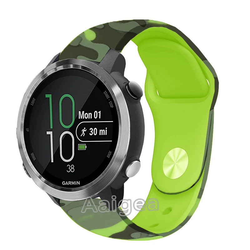Light green Камуфляжный силиконовый ремешок для часов Garmin Forerunner 645 музыкальный сменный спортивный браслет 20 мм ремешок для наручных часов унисекс - Цвет ремешка: Light green
