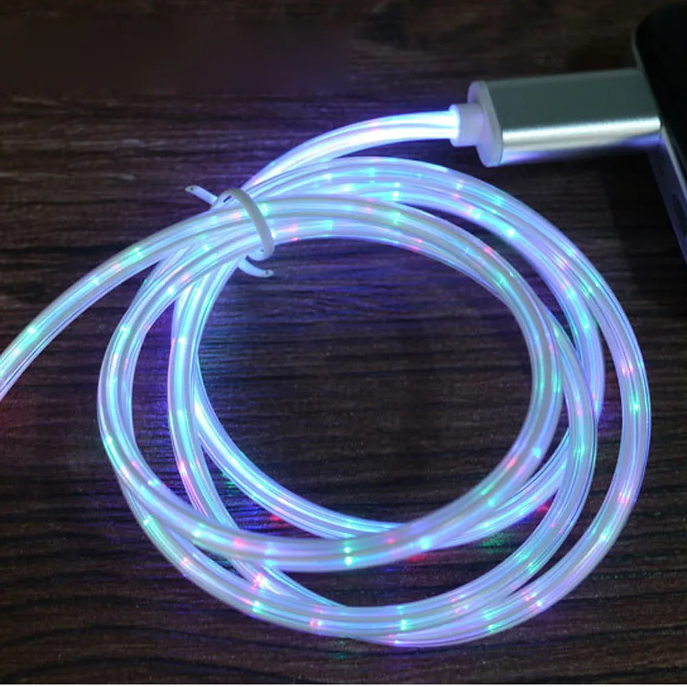 Светящийся переливающийся градиентный светодиодный USB микро кабель зарядное