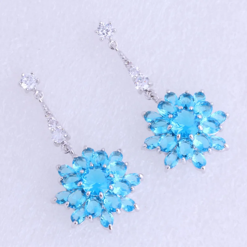 Серьги подвески в виде цветка с кристаллом|earrings wedding jewelry|earrings weddingdrop earings |