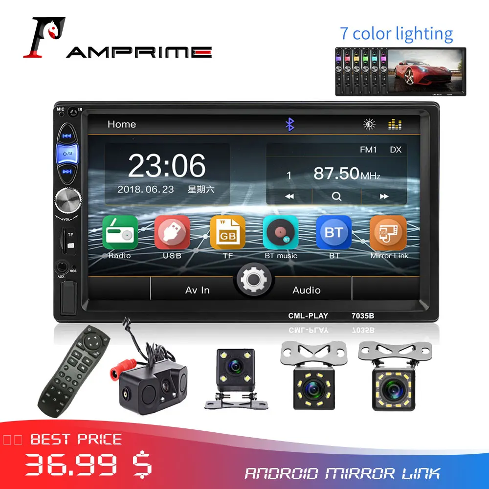 AMPrime 2din 7 &quotавтомобильное радио Android зеркальное соединение мультимедиа MP5 плеер