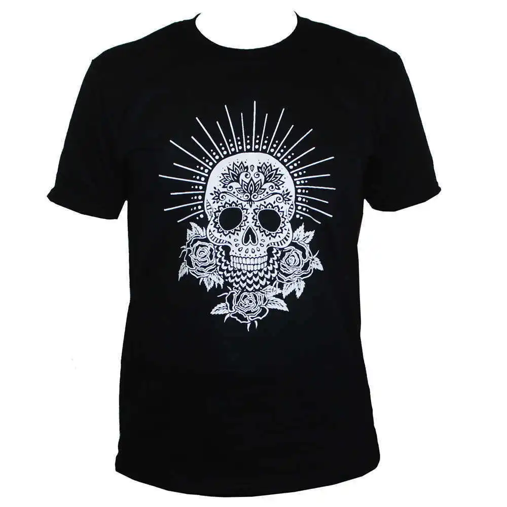 Harajuku Новый мексиканский милый череп футболка гот День мертвых Unisex Tee Размеры S M L XL
